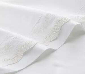 Aqua Bedding White Lace Cotton Full/Queen Duvet Cover and Standard Sham